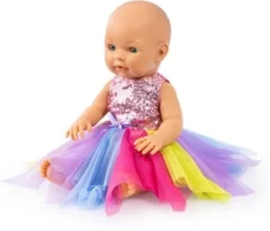 BAYER Pailletten-Kleid Für Puppen 40-46 Cm, Rosa/gelb -Puppenwelt Verkauf 16933576 03