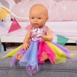 BAYER Pailletten-Kleid Für Puppen 40-46 Cm, Rosa/gelb -Puppenwelt Verkauf 16933576 05