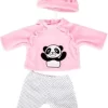 BAYER Kleider Für Puppen 40-46 Cm: 3-tlg. - Hose, Oberteil, Mütze, Rosa/weiß
