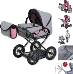 KNORRTOYS.COM Kombi-Puppenwagen Ruby - Jeans Grey