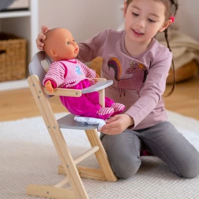 MyToys ORIGINALS Holz Puppenhochstuhl, Grau 2 MyToys ORIGINALS Holz Puppenhochstuhl, Grau – Bild 2