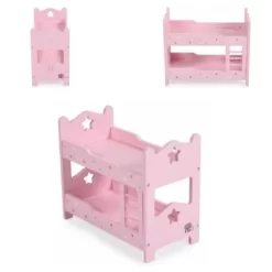MONI Puppenbett PH12A003 Stockbett, Maße 31 X 16 X 26 Cm, Leiter, Sterne Puppenmöbel