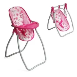 MONI Puppenhochstuhl Bär Und Puppenwippe Bär 9397C, Sicherheitsgurt Bechervertiefung Puppenmöbel