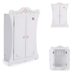 MONI Puppenkleiderschrank PH12B011 Holz, Maße 42,5 X 22 X 57 Cm, 3 Kleiderbügel Puppenmöbel