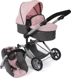 CHIC 2000 Kombi-Puppenwagen LINUS, Melange Anthrazit-rosa