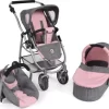 CHIC 2000 Kombi-Puppenwagen 3 In 1 Emotion All In, Melange Grau-rosa