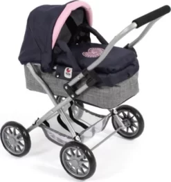 CHIC 2000 Mini-Kuschel-Puppenwagen SMARTY, Melange Grau-navy