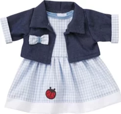 Emil Schwenk Sommerkleid + Jeansjacke, Gr. 43 (für Puppen 42-45 Cm)