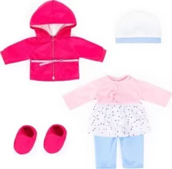 BAYER Puppenkleidung 38-42 Cm, Outfit Mit Jacke Rosa/blau