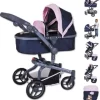 KNORRTOYS.COM Puppenwagen Boonk - Navy Pink Bear