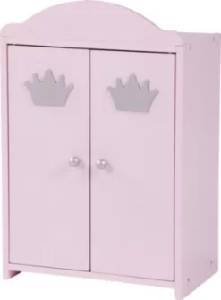 Roba Puppenkleiderschrank Prinzessin Sophie Inkl. Kleiderstange Und Boden, 2-türig, Rosa Lackiert