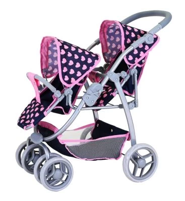 KNORR Toys Zwillingspuppenwagen Milo - "Pink Hearts" 2 KNORR Toys Zwillingspuppenwagen Milo - "Pink Hearts" – Bild 2