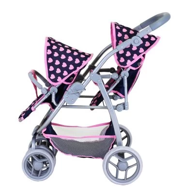 KNORR Toys Zwillingspuppenwagen Milo - "Pink Hearts" 5 KNORR Toys Zwillingspuppenwagen Milo - "Pink Hearts" – Bild 5