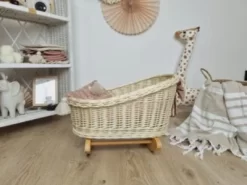 TinaForKids Puppenwiege Aus Weiden Mit Bettwäscheset, Puppenbett Natur/Rosa -Puppenwelt Verkauf 29721273 03