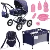 BAYER Kombi-Puppenwagen Und Komplett-Set Blau Für Die Babypuppe